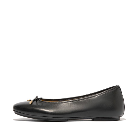 FitFlop Delicato Bow Soft-Leather Black Ballerina