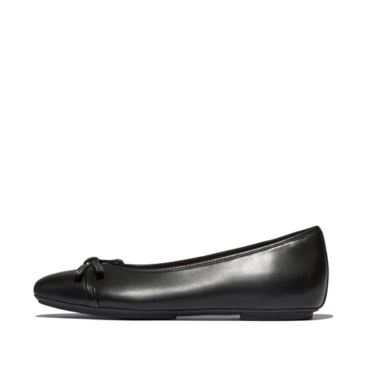 FitFlop Delicato Glitz-Bow Leather Black Ballerina