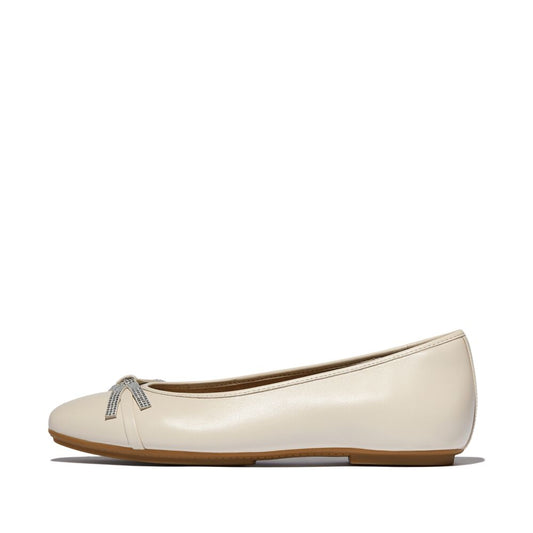 FitFlop Delicato Glitz-Bow Leather Paris Beige Ballerina