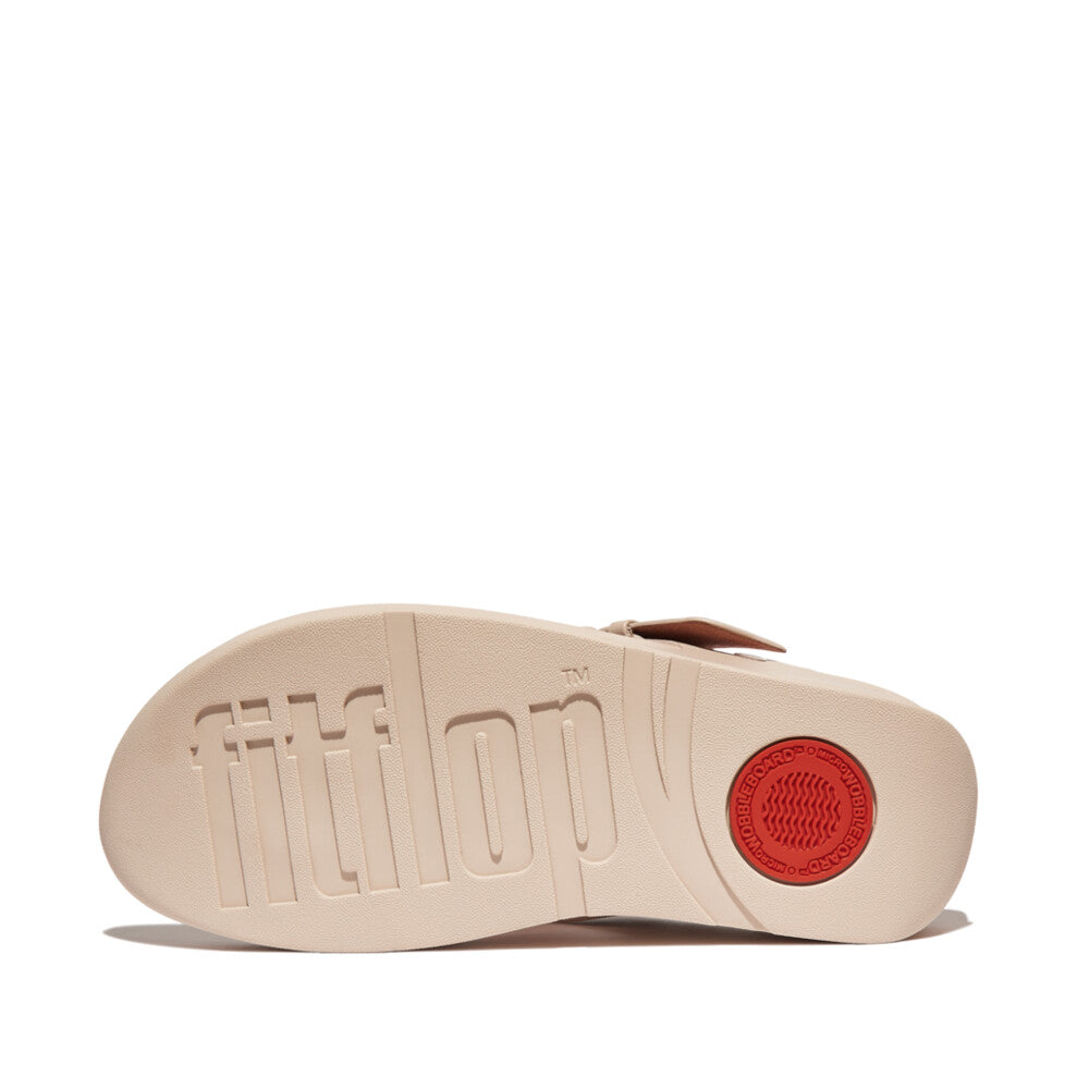 FitFlop Lulu verstellbare Leder-Zehenstegsandalen Stone Beige