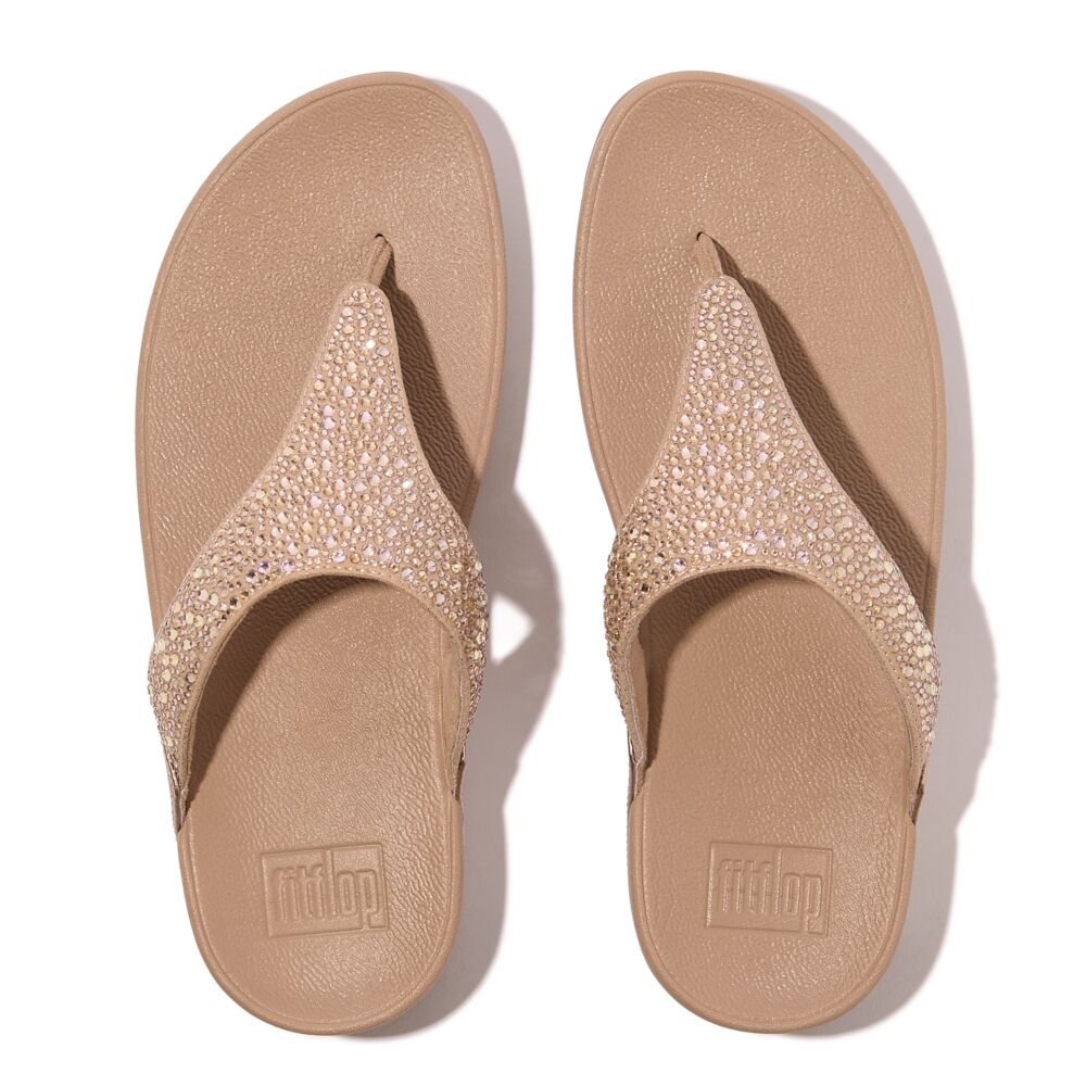 FitFlop Lulu Glitzer Metallic Classic Beige Zehensteg