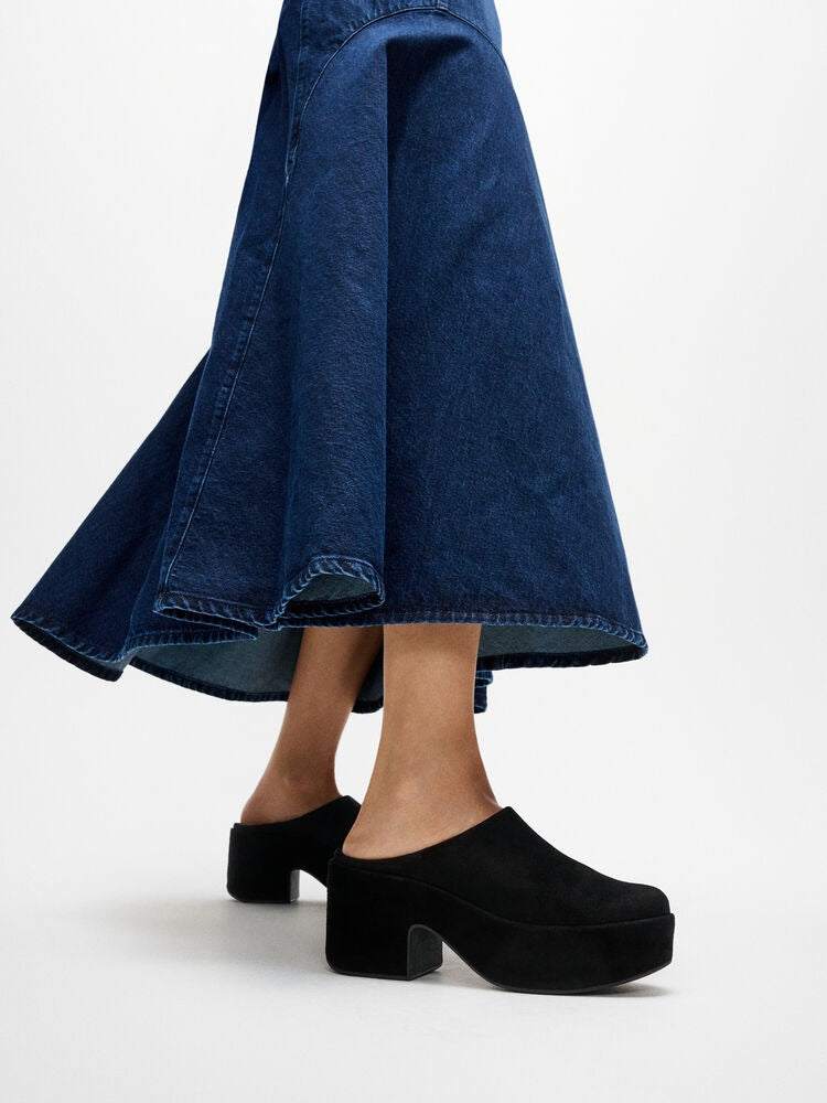 FitFlop PLATFFORMS Black Wildleder Heeled Mules
