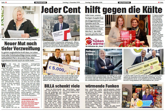 Kronen Zeitung / Hilfsaktion “Ein Funken Wärme” vom 2. Dezember 2018