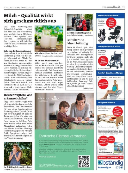 Neuheiten im Reha-Bereich in der Bezirkszeitung 27. März 2019