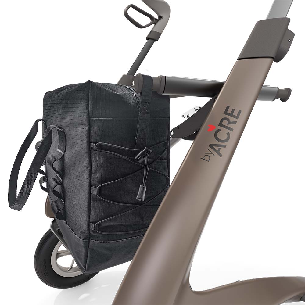 Tagestasche Schwarz montiert auf Rollator