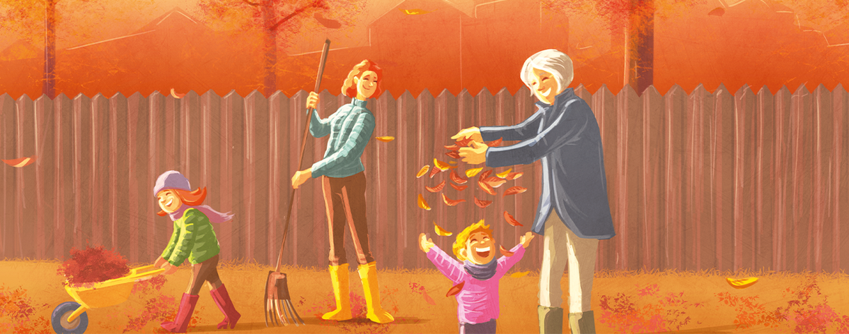bständig – Herbst, Familie im Garten