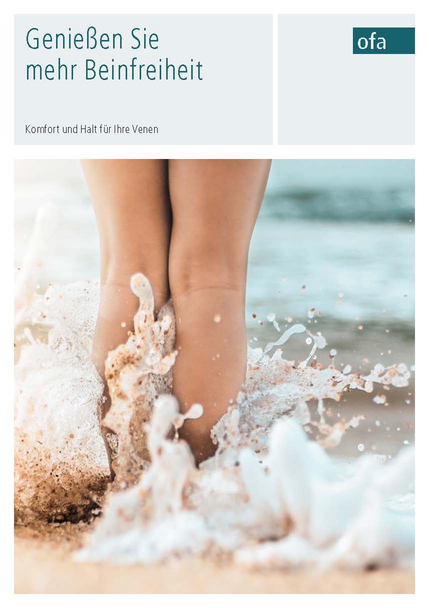 Broschüre Beinfreiheit von Ofa Austria, erste Seite