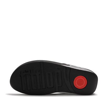 FitFlop Lulu Schlangen-Muster Silber Leder Zehentrenner