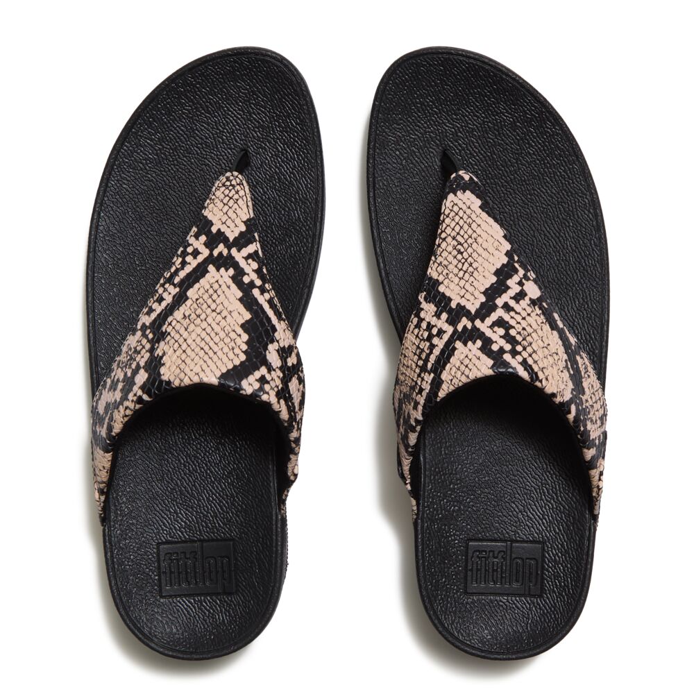 FitFlop Lulu Schlangen-Muster Leder Zehentrenner