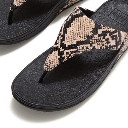 FitFlop Lulu Schlangen-Muster Leder Zehentrenner