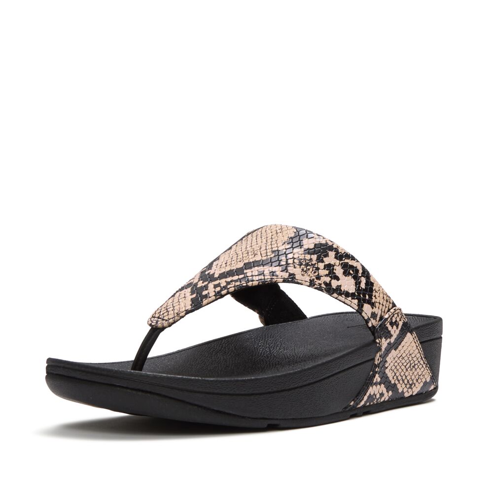 FitFlop Lulu Schlangen-Muster Leder Zehentrenner