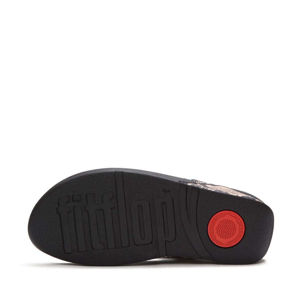 FitFlop Lulu Schlangen-Muster Leder Zehentrenner