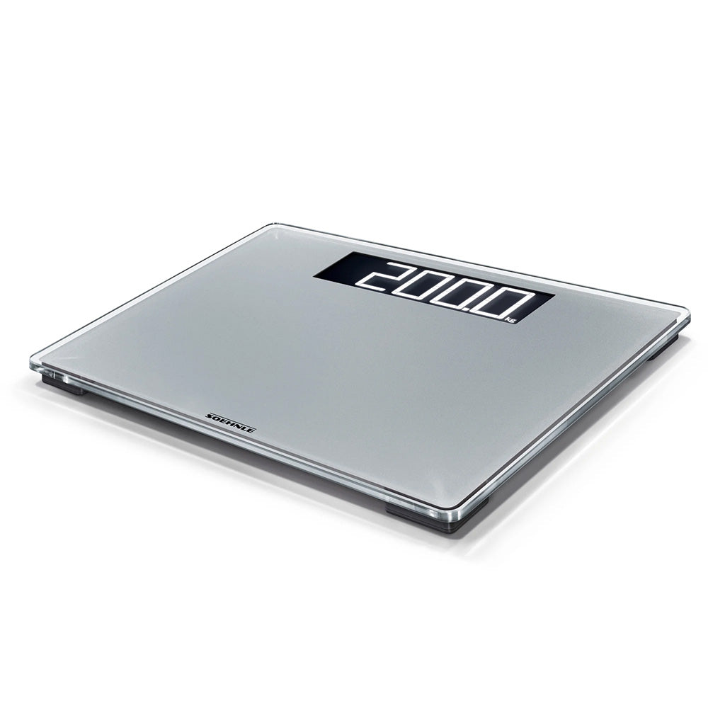 Digitale Personenwaage PWD Style Sense Comfort 600 mit Trittfläche in Silber und großer Ziffernanzeige 