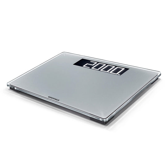 Digitale Personenwaage PWD Style Sense Comfort 600 mit Trittfläche in Silber und großer Ziffernanzeige 