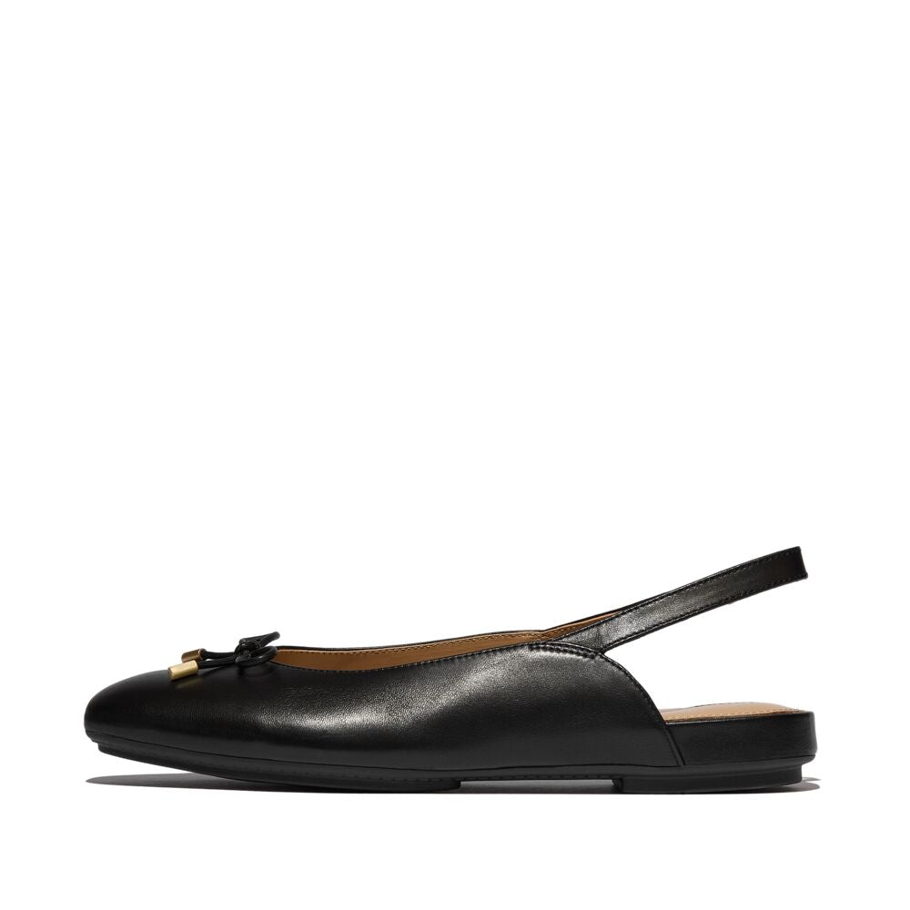 FitFlop Delicato Bow Soft-Leather Slingbacks Black