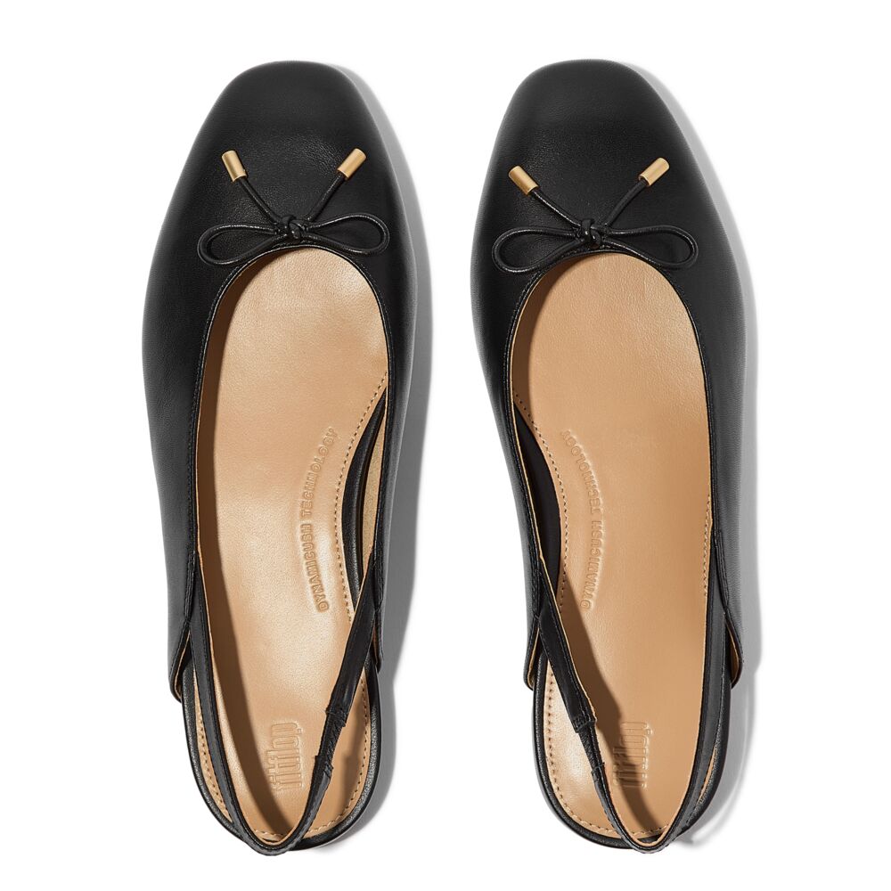 FitFlop Delicato Bow Soft-Leather Slingbacks Black