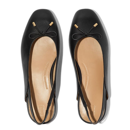 FitFlop Delicato Bow Soft-Leather Slingbacks Black