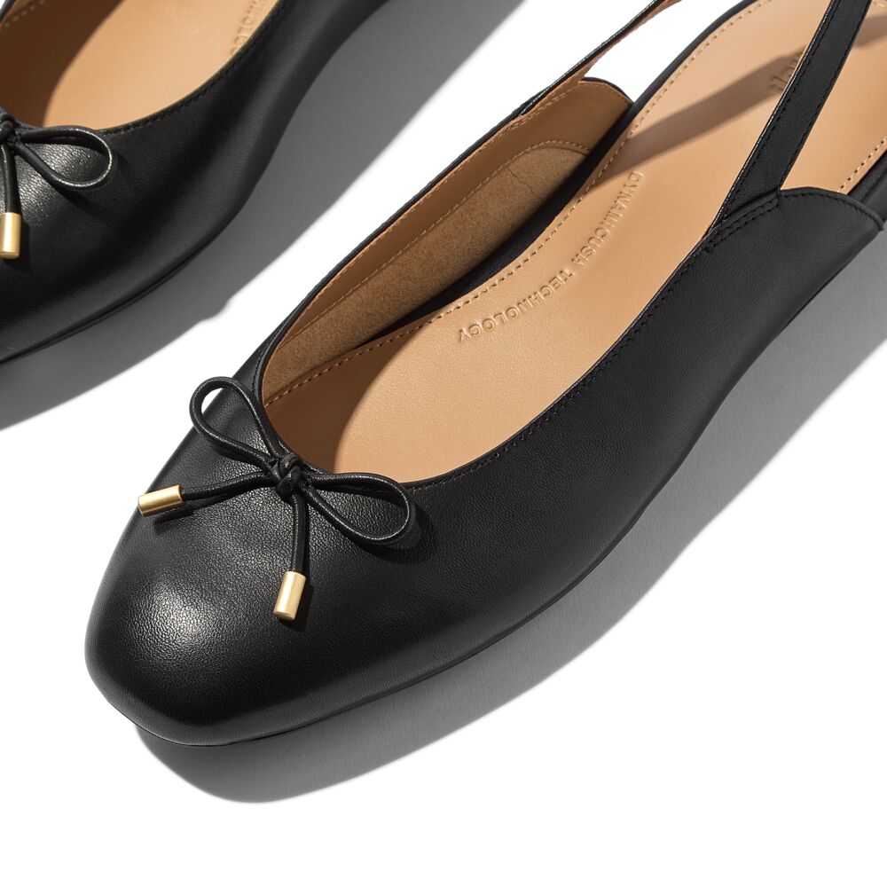 FitFlop Delicato Bow Soft-Leather Slingbacks Black