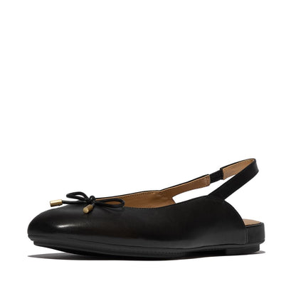 FitFlop Delicato Bow Soft-Leather Slingbacks Black
