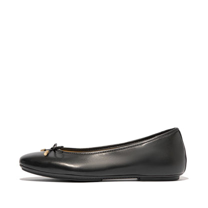 FitFlop Delicato Bow Soft-Leather Black Ballerina