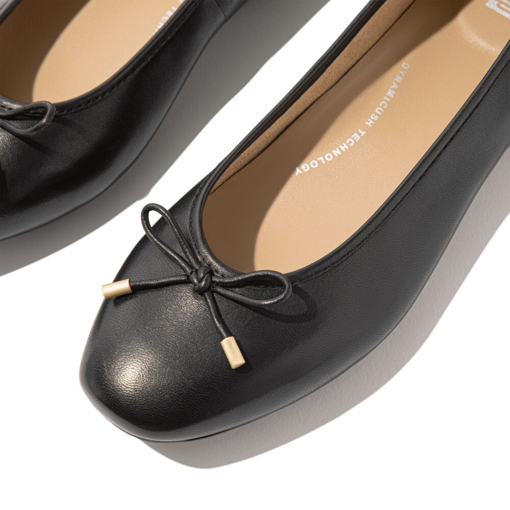 FitFlop Delicato Bow Soft-Leather Black Ballerina