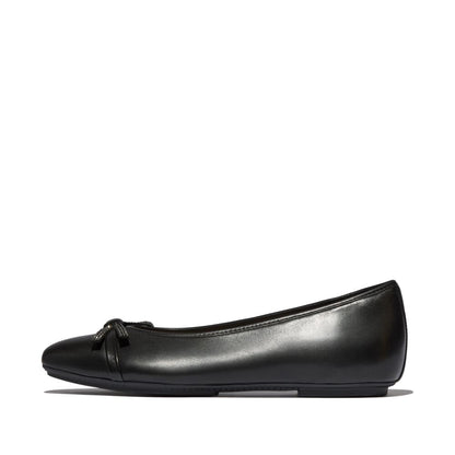 FitFlop Delicato Glitz-Bow Leather Black Ballerina