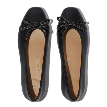 FitFlop Delicato Glitz-Bow Leather Black Ballerina