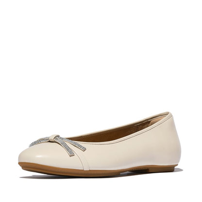 FitFlop Delicato Glitz-Bow Leather Paris Beige Ballerina