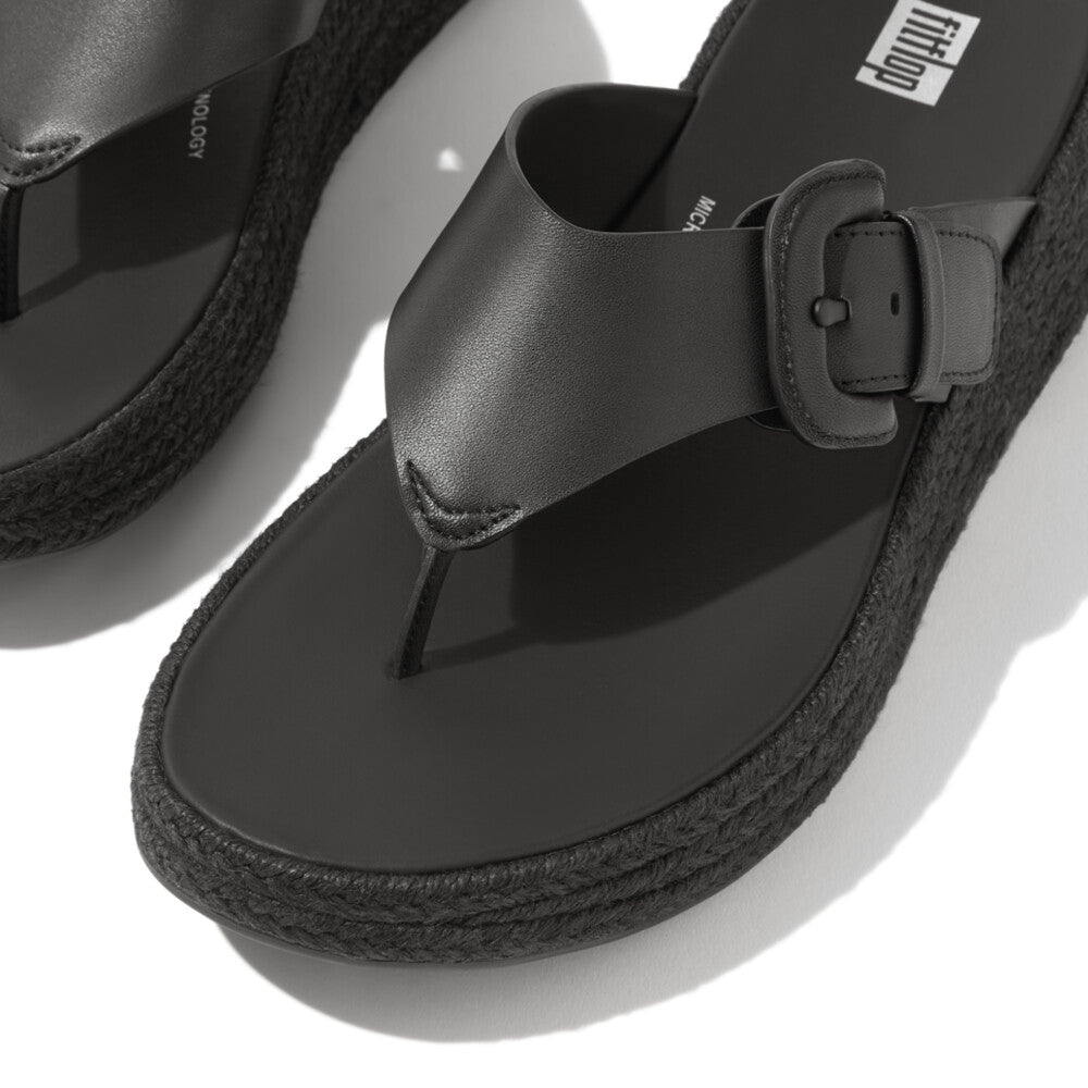 FitFlop F-Mode Espadrille Flatform Black Zehensteg