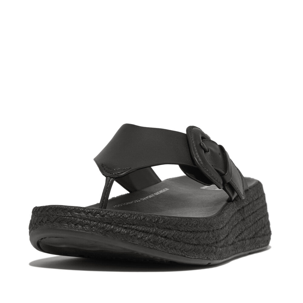 FitFlop F-Mode Espadrille Flatform Black Zehensteg