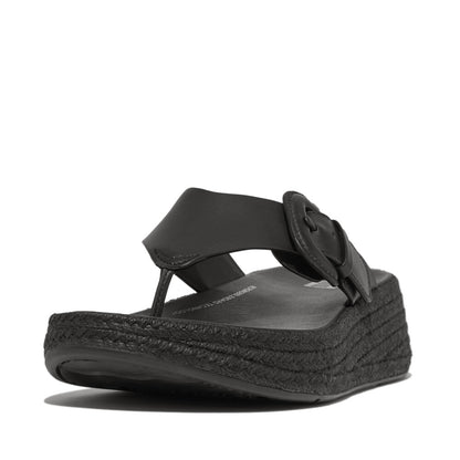 FitFlop F-Mode Espadrille Flatform Black Zehensteg