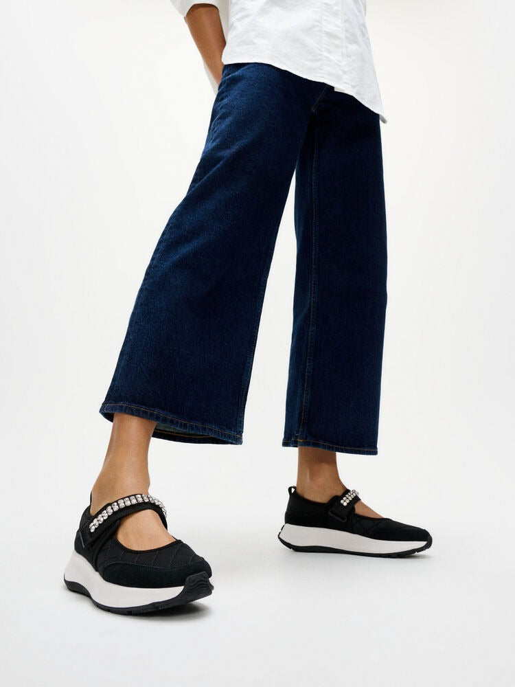 FitFlop F-MODE Flow Black Quilted Mary Janes