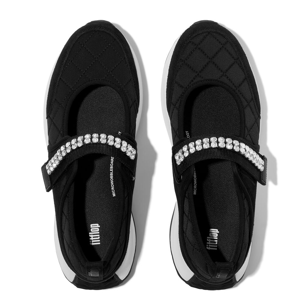 FitFlop F-MODE Flow Black Quilted Mary Janes
