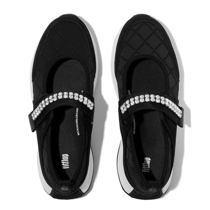 FitFlop F-MODE Flow Black Quilted Mary Janes