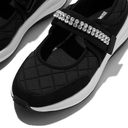 FitFlop F-MODE Flow Black Quilted Mary Janes