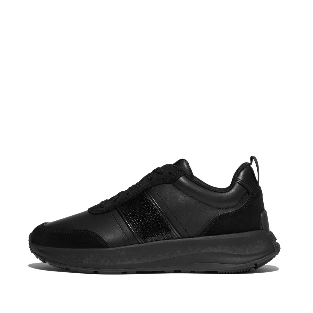 FitFlop F-MODE Black Flow Pailletten Suede/Leather Sneaker