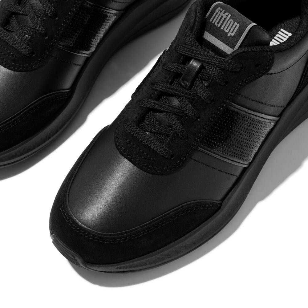 FitFlop F-MODE Black Flow Pailletten Suede/Leather Sneaker