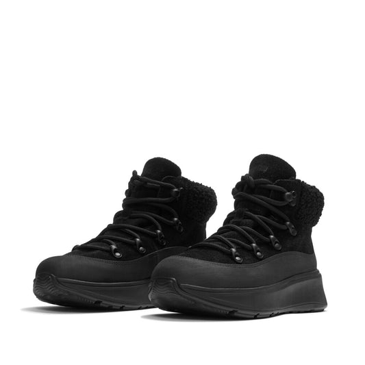 FitFlop F-MODE Black Wildleder-Schnürstiefel