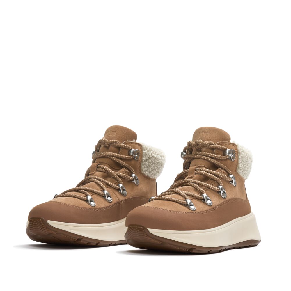 FitFlop F-MODE Desert-Tan Wildleder-Schnürstiefel