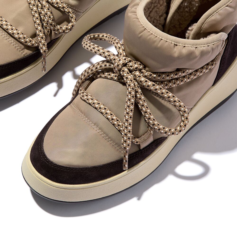 FitFlop F-MODE Taupe Schnürstiefel