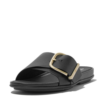 FitFlop Gracie Maxi-Buckle Lederpantoletten Black