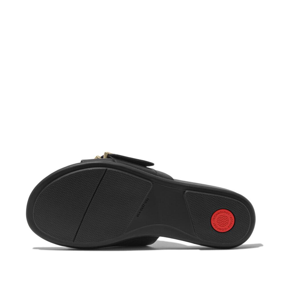 FitFlop Gracie Maxi-Buckle Lederpantoletten Black