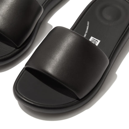 FitFlop iQushion D-LUXE gepolsterte Lederpantoletten Black