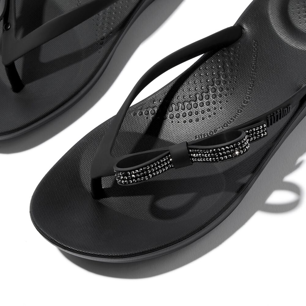 FitFlop iQushion Glitzer-Schleife Black Zehensteg