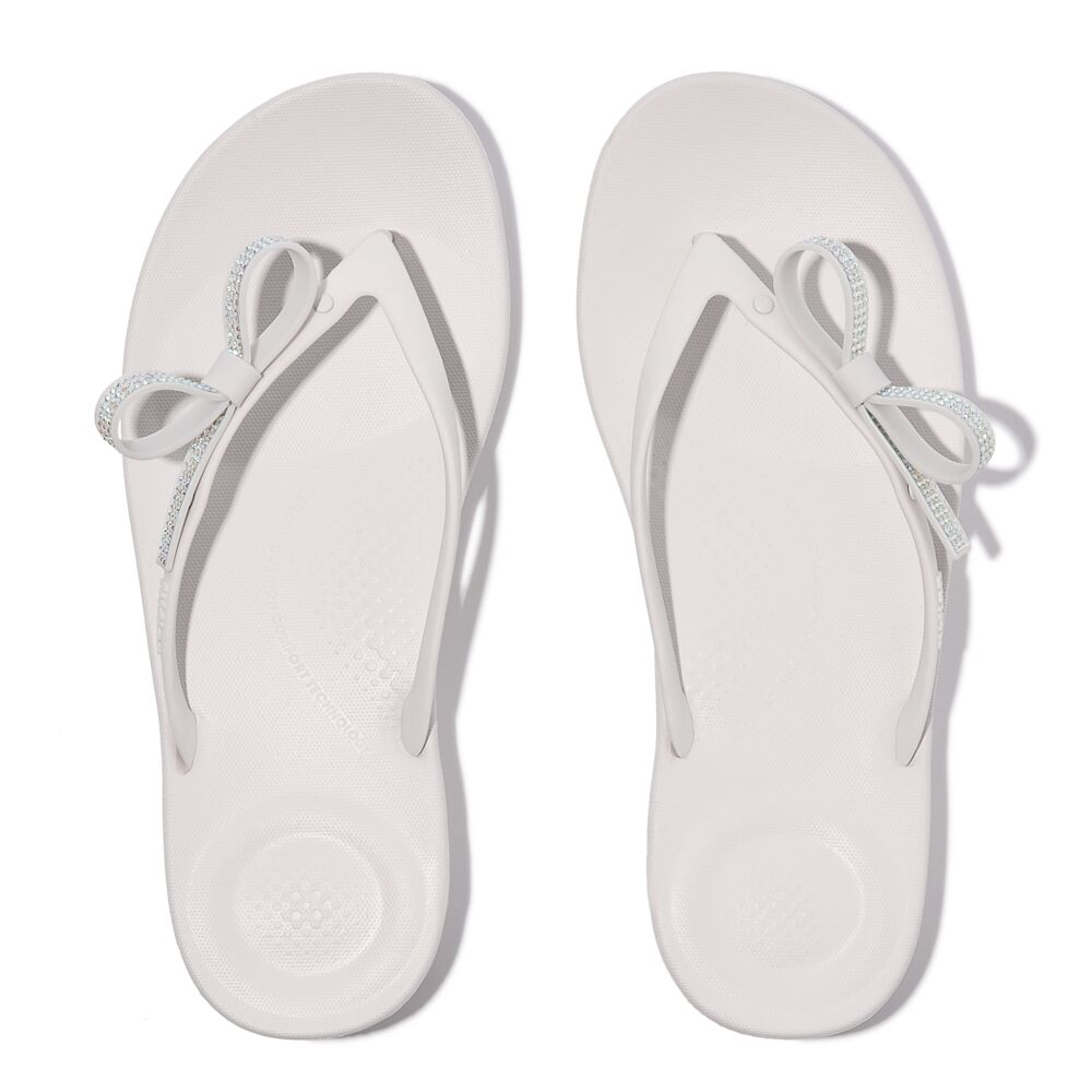 FitFlop iQushion Glitzer-Schleife Urban White Zehensteg