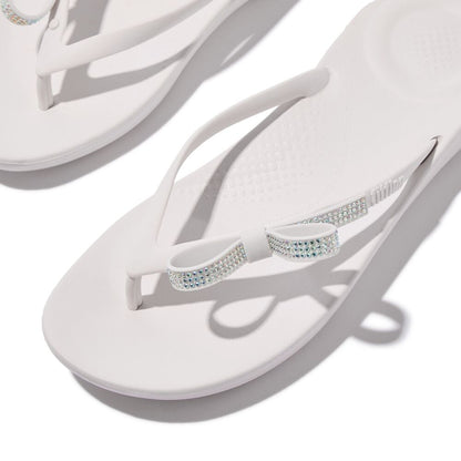 FitFlop iQushion Glitzer-Schleife Urban White Zehensteg