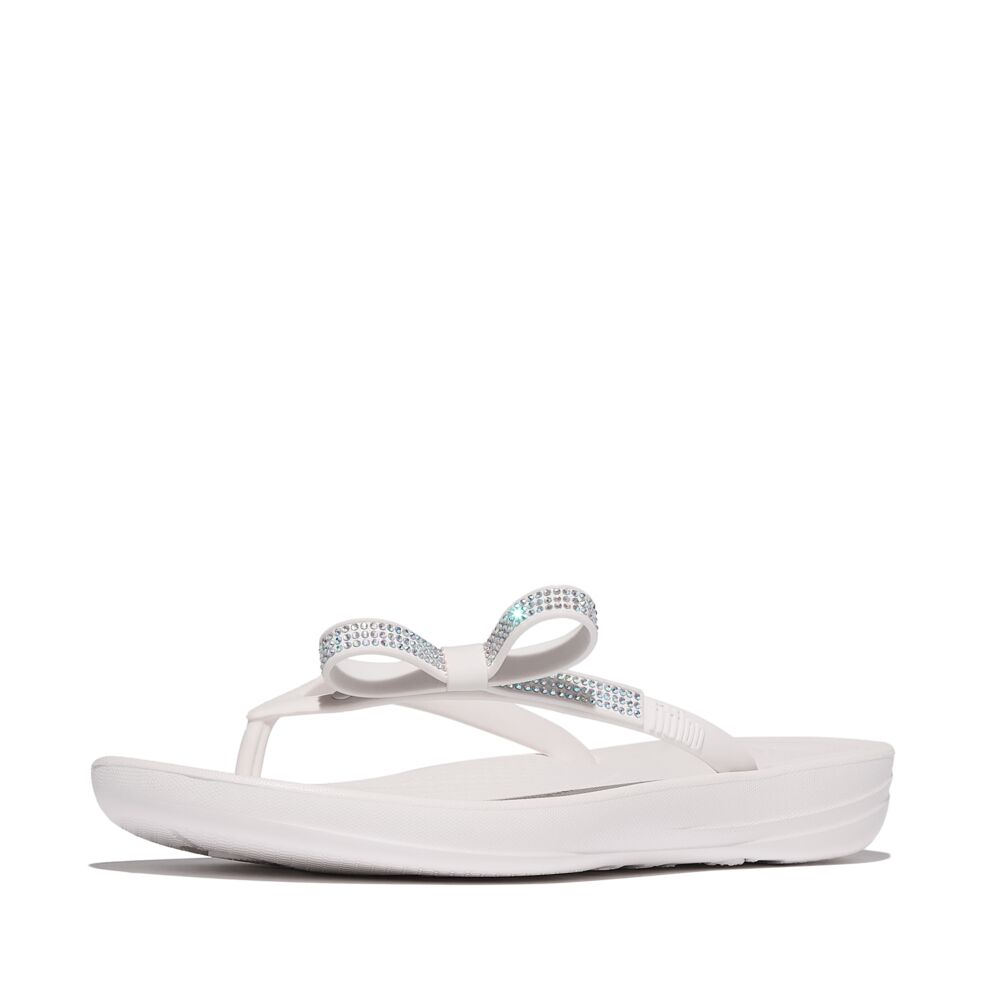 FitFlop iQushion Glitzer-Schleife Urban White Zehensteg