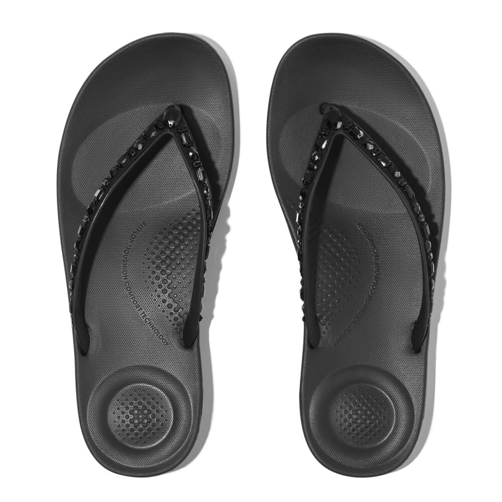 FitFlop iQushion Ergonomic Black Ziersteine Zehensteg