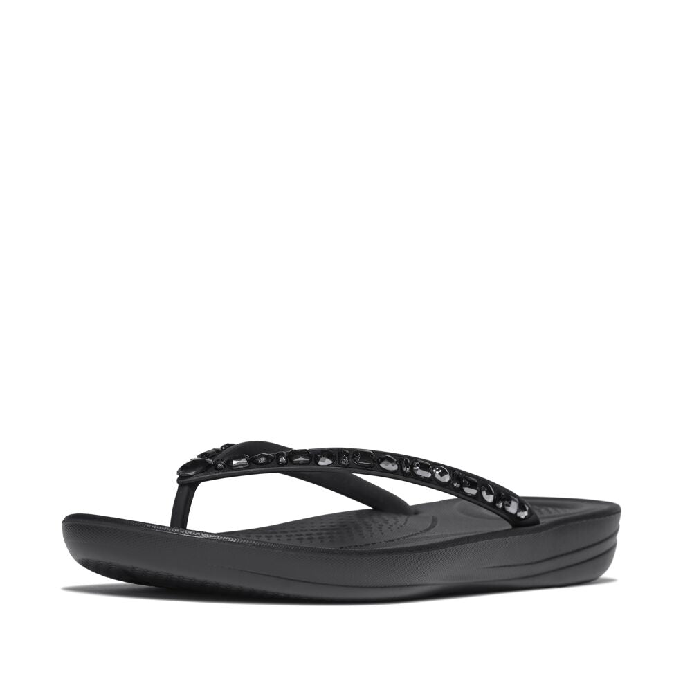 FitFlop iQushion Ergonomic Black Ziersteine Zehensteg