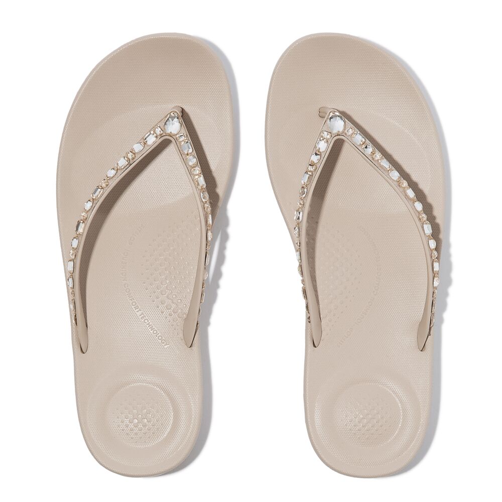FitFlop iQushion Ergonomic Stone Beige Ziersteine Zehensteg
